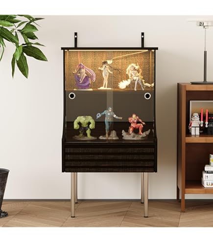 Amazon.co.jp: LED照明付き ロック付き 強化ガラスディスプレイ